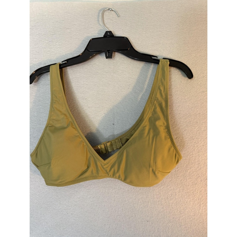 Aerie Bikini Top Womens S Green Scoop Neck Wide Strap Lined Real Good Swim